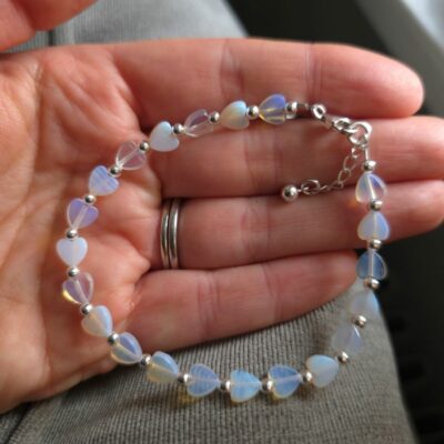 Life of a Showgirl Opalite Heart Sterling Silver Bracelet
