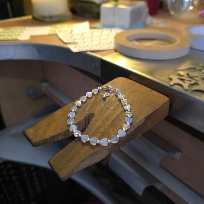 Life of a Showgirl Opalite Heart Sterling Silver Bracelet - Image 6