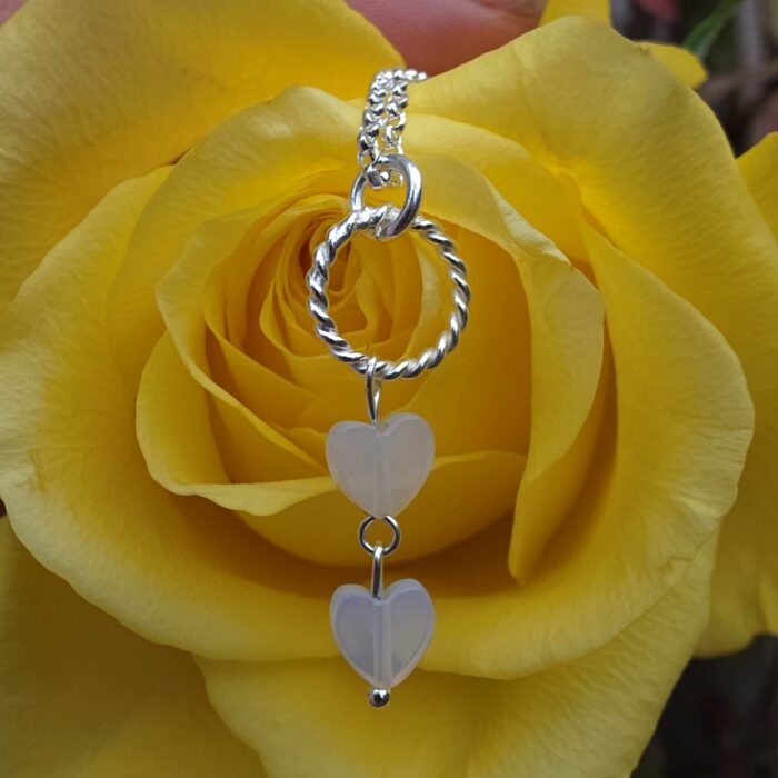 Life of a Showgirl Opalite Hearts Sterling Silver Necklace - Image 3