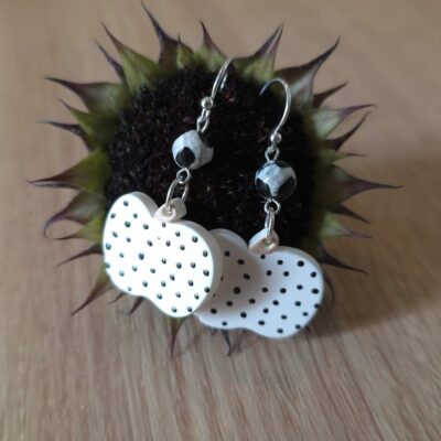 Polka Dot Agate Pumpkin Drop Earrings