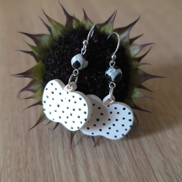 Polka Dot Agate Pumpkin Drop Earrings