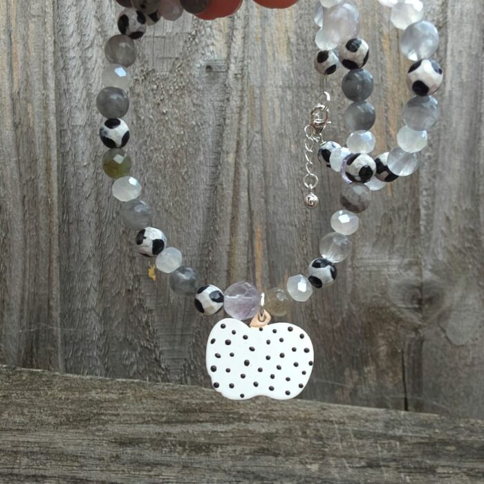 Polka Dot Pumpkin Necklace with Mixed Gemstones - Image 2