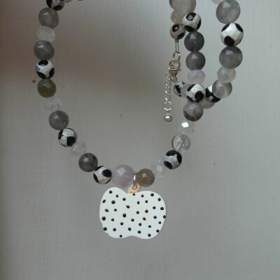 Polka Dot Pumpkin Necklace with Mixed Gemstones