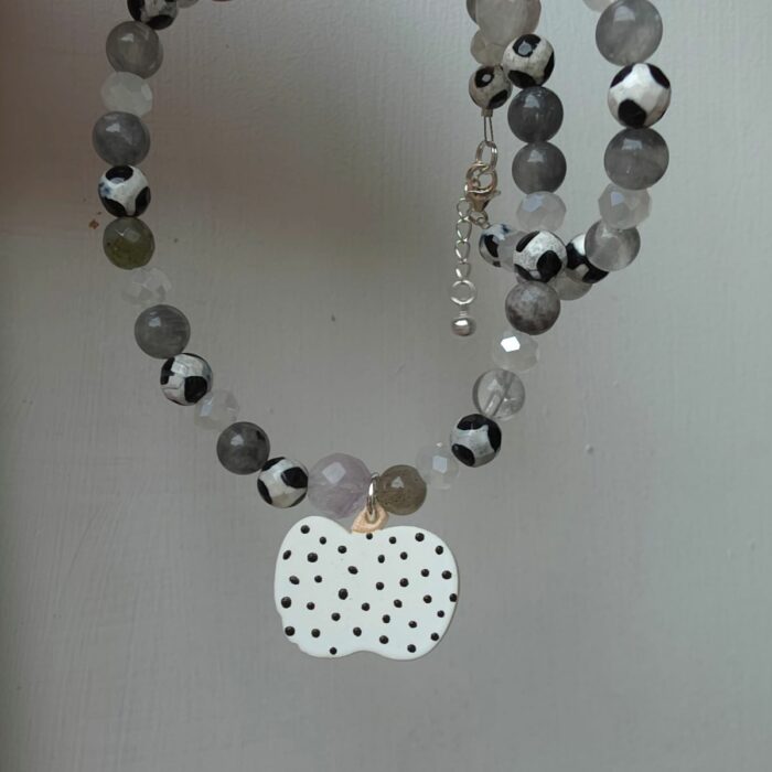 Polka Dot Pumpkin Necklace with Mixed Gemstones
