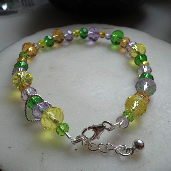 Showgirl Era Glass Crystal Bracelet with Sterling Silver Heart - Image 3