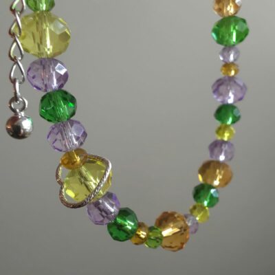 Showgirl Era Glass Crystal Bracelet with Sterling Silver Heart