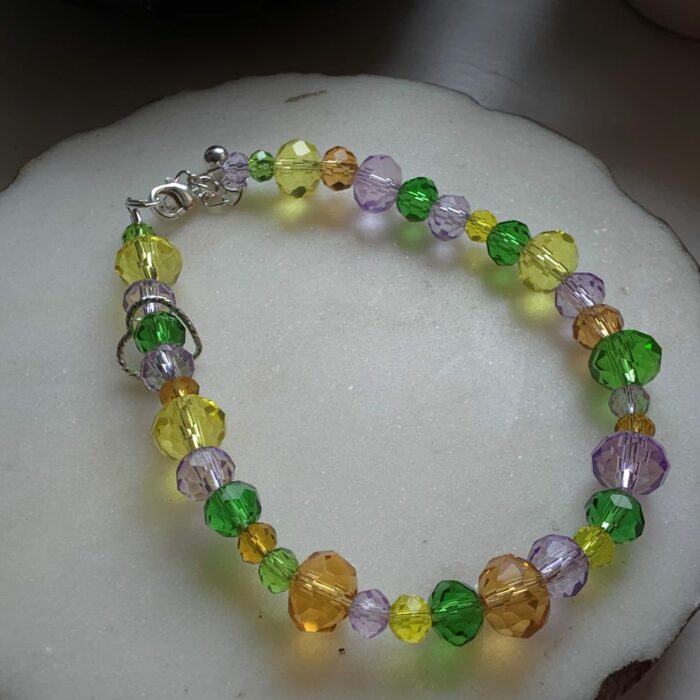 Showgirl Era Glass Crystal Bracelet with Sterling Silver Heart - Image 4