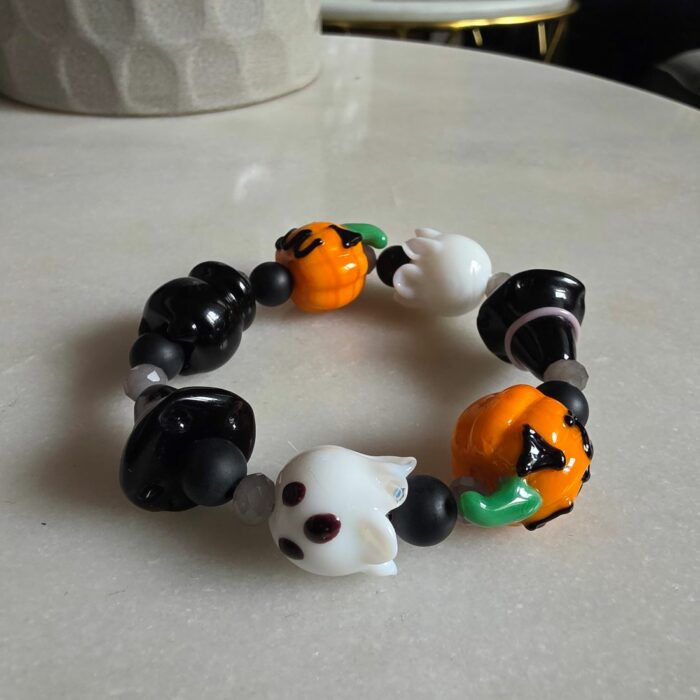 Trick or Treat Halloween Glass Beaded Stretchy Bracelet - Special Buy Arrival - Image 2