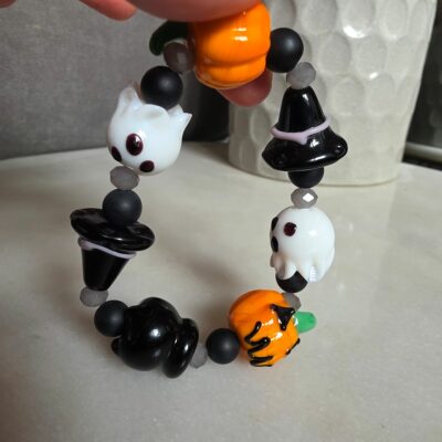 Trick or Treat Halloween Glass Beaded Stretchy Bracelet - Special Buy Arrival