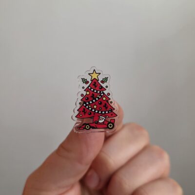 Race into Christmas Acrylic Pin - Ferrari Inspired