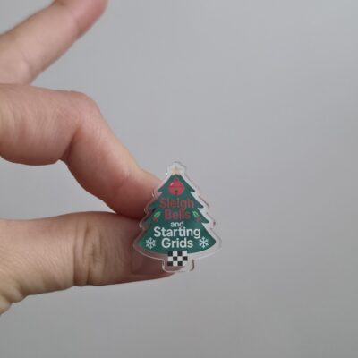 Race into Christmas Acrylic Pin - Starting Grids