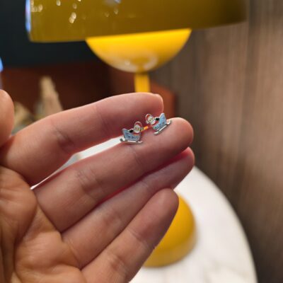 Santa's Sleigh Sterling Silver Enamel Studs