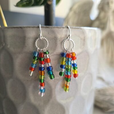 Vintage Christmas Lights Drop Earrings in Sterling Silver