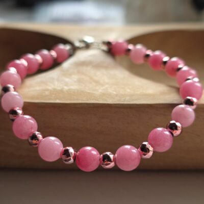 Glinda Inspired Wicked Pink Mountain Jade Gemstone Bracelet
