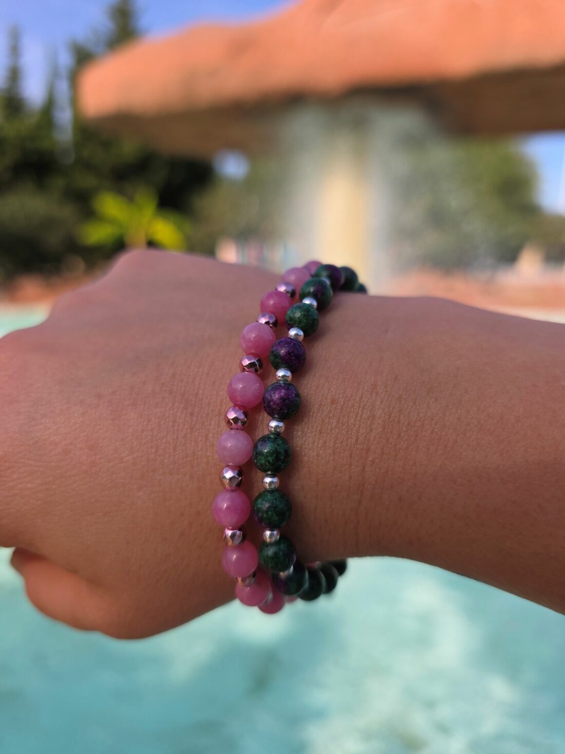 Glinda Inspired Wicked Pink Mountain Jade Gemstone Bracelet - Image 2