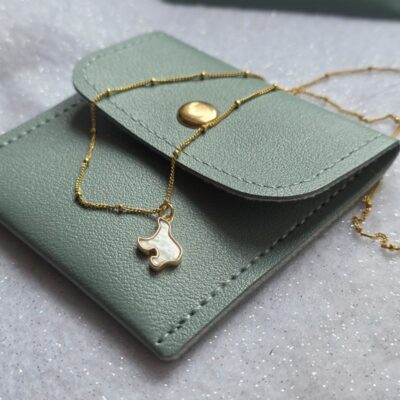 Golden Mother of Pearl Polar Bear Necklace