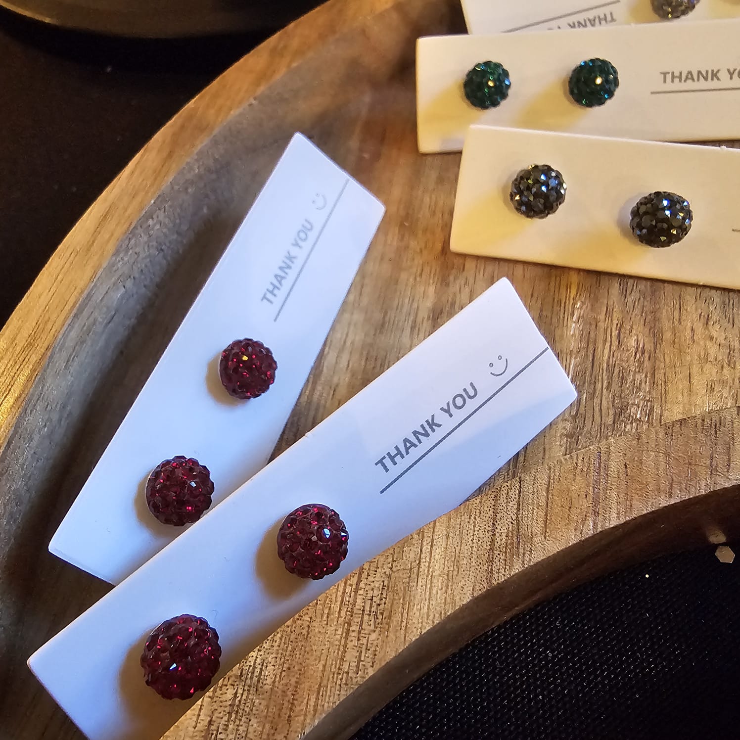 Wine Red Glitter Bug Studs in Sterling Silver - Image 5