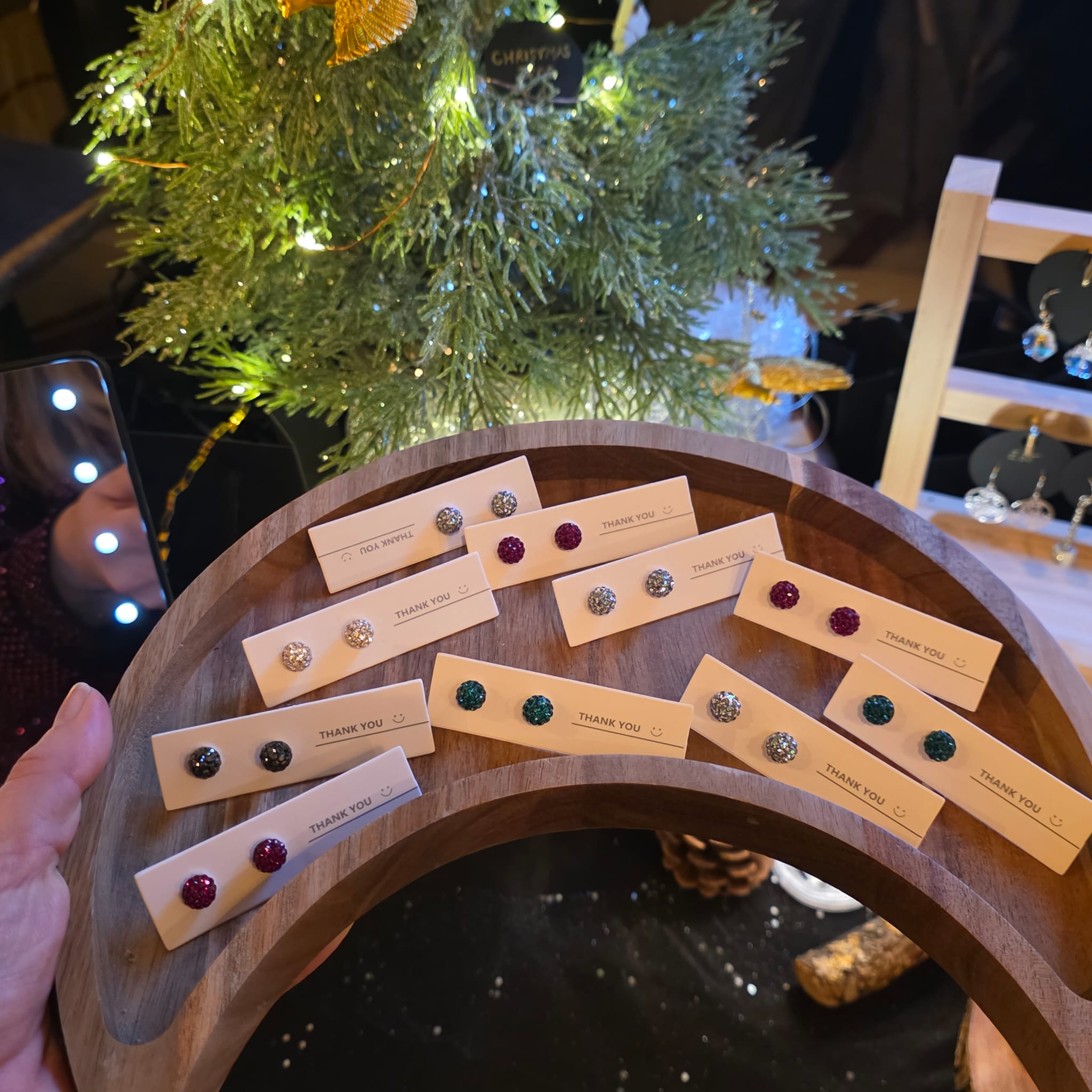 Wine Red Glitter Bug Studs in Sterling Silver - Image 4