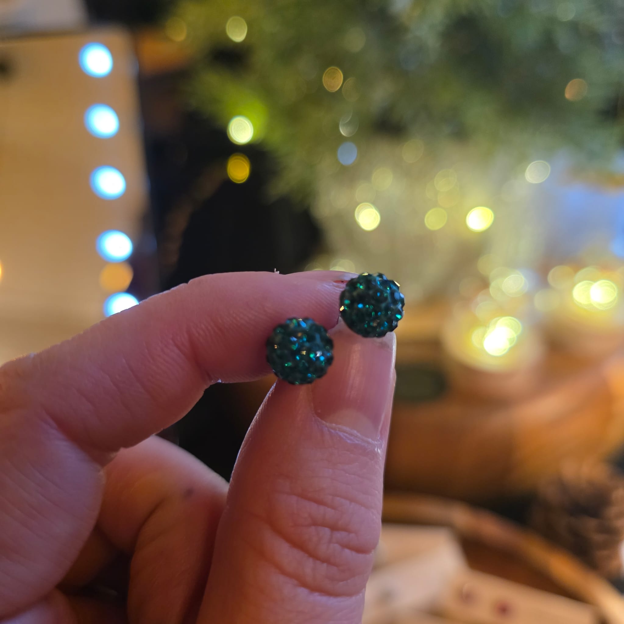 Emerald Green Glitter Bug Studs in Sterling Silver