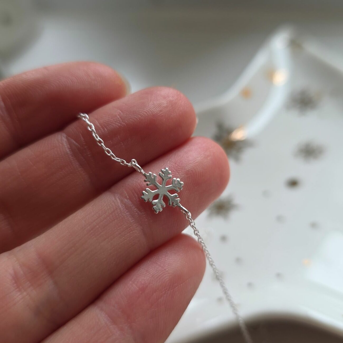 Tiny Snowflake Bracelet in Sterling Silver - Image 2