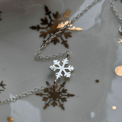 Tiny Snowflake Bracelet in Sterling Silver