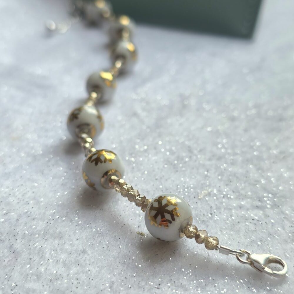 Winter Wonderland Narnia Porcelain Snowflake Bracelet - Image 4