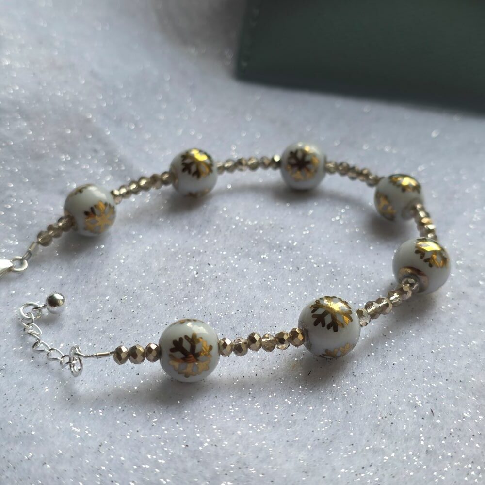 Winter Wonderland Narnia Porcelain Snowflake Bracelet