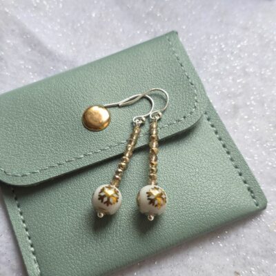 Winter Wonderland Narnia Porcelain Snowflake Long Drop Earrings