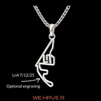 Celebratory Lando Norris Yas Marina LN4 Necklace in Sterling Silver