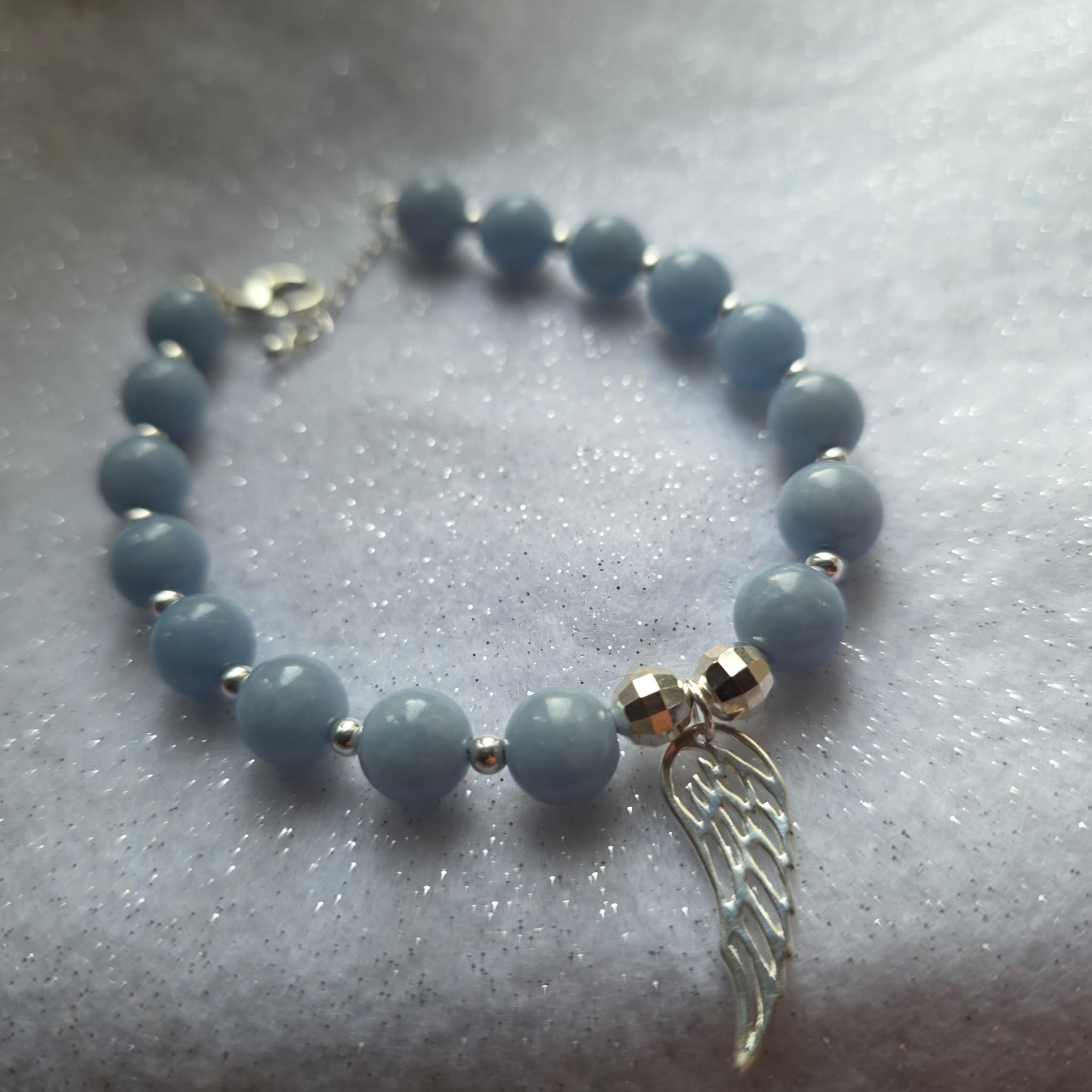 The Wings of an Angel Angelite Bracelet in Sterling Silver