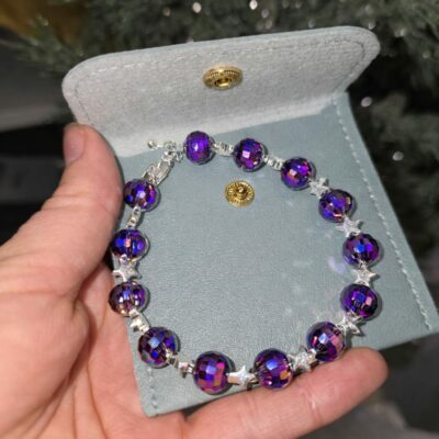 'Nina' Disco Stars Sterling Silver Bracelet -Purple Edition