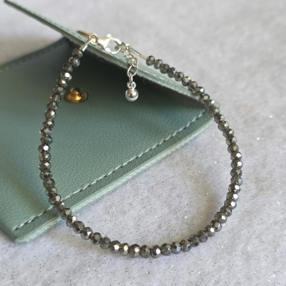 Dark Ice Crystal Bracelet in Sterling Silver