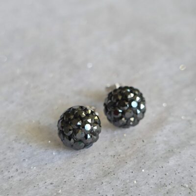 Dark Ice Glitter Bug Studs in Sterling Silver