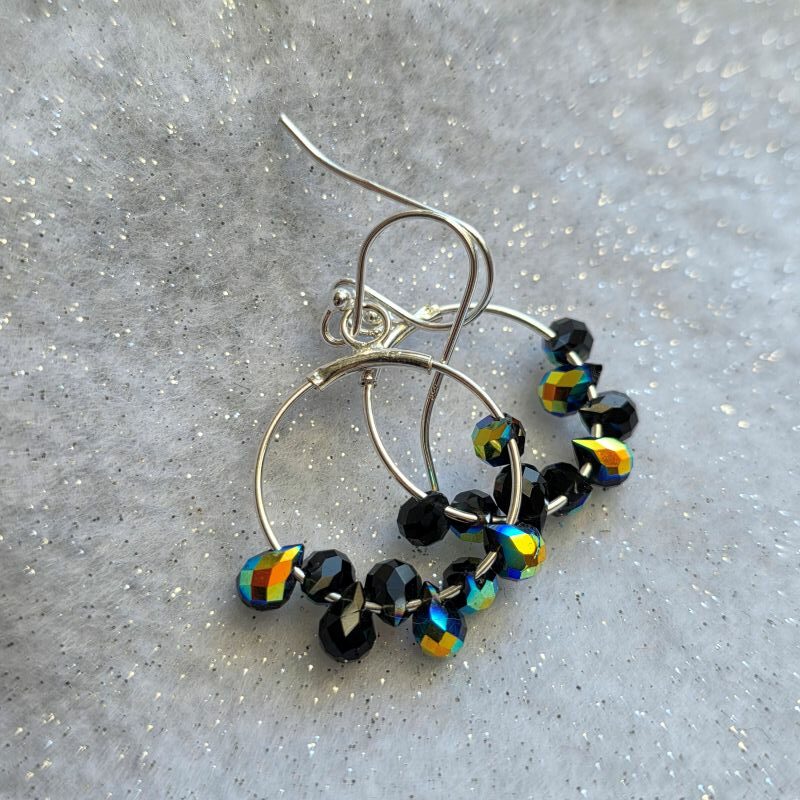 Black Ice Queen Hoop Earrings in Sterling Silver - Image 3