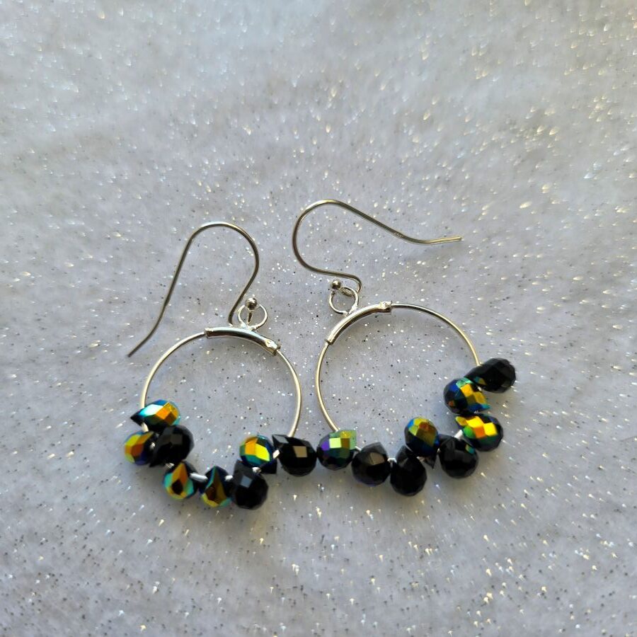 Black Ice Queen Hoop Earrings in Sterling Silver - Image 2