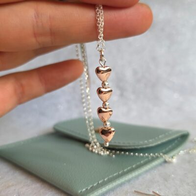 'Celebration' Rose Gold Hematine Heart Necklace in Sterling Silver- limited edition
