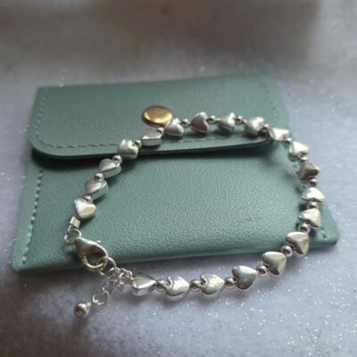 'Celebration' Silver Hematine Heart Bracelet in Sterling Silver- limited edition