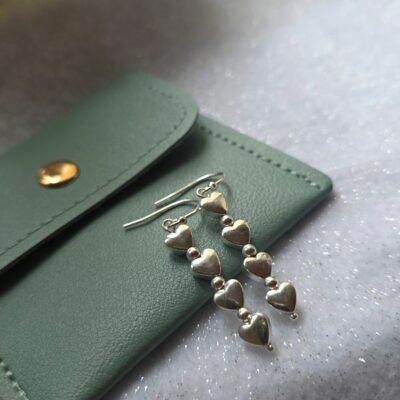 'Celebration' Silver Hematine Heart Drop Earrings in Sterling Silver- limited edition