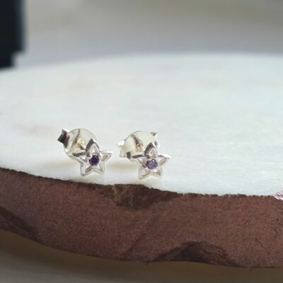 Emerald City Tiny Star Studs - Amethyst