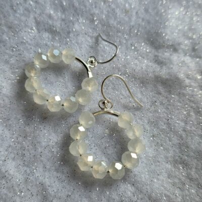 Frosted Ice Queen Hoop Earrings in Sterling Silver