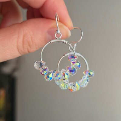 Glittering Ice Queen Hoop Earrings in Sterling Silver