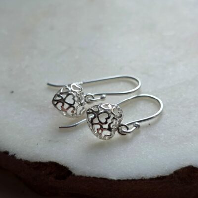 Heart of Love Drop Earrings in Sterling Silver