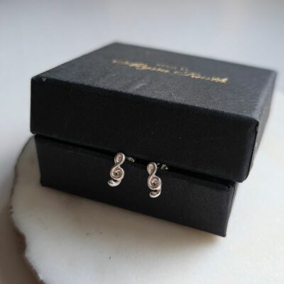Music Note Stud Earrings in Sterling Silver