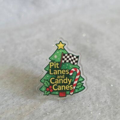 Race into Christmas Acrylic Pin - Pit Lanes
