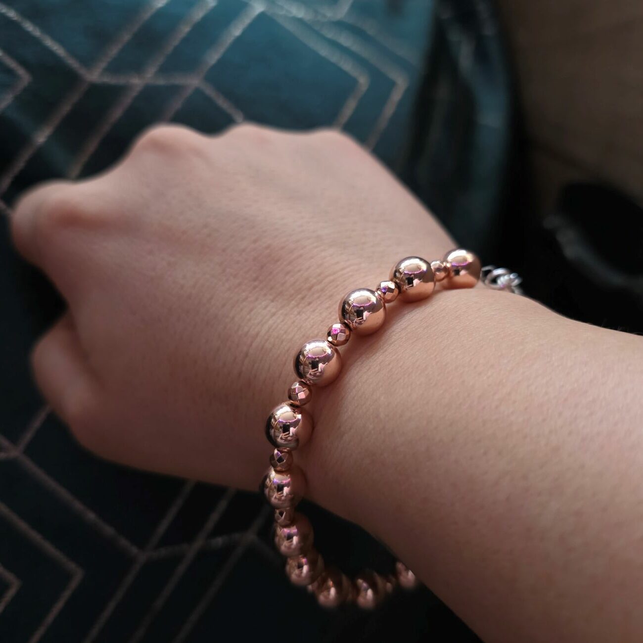 Rosy Posy Statement Rose Gold Hematine Bracelet in Sterling Silver - Image 3