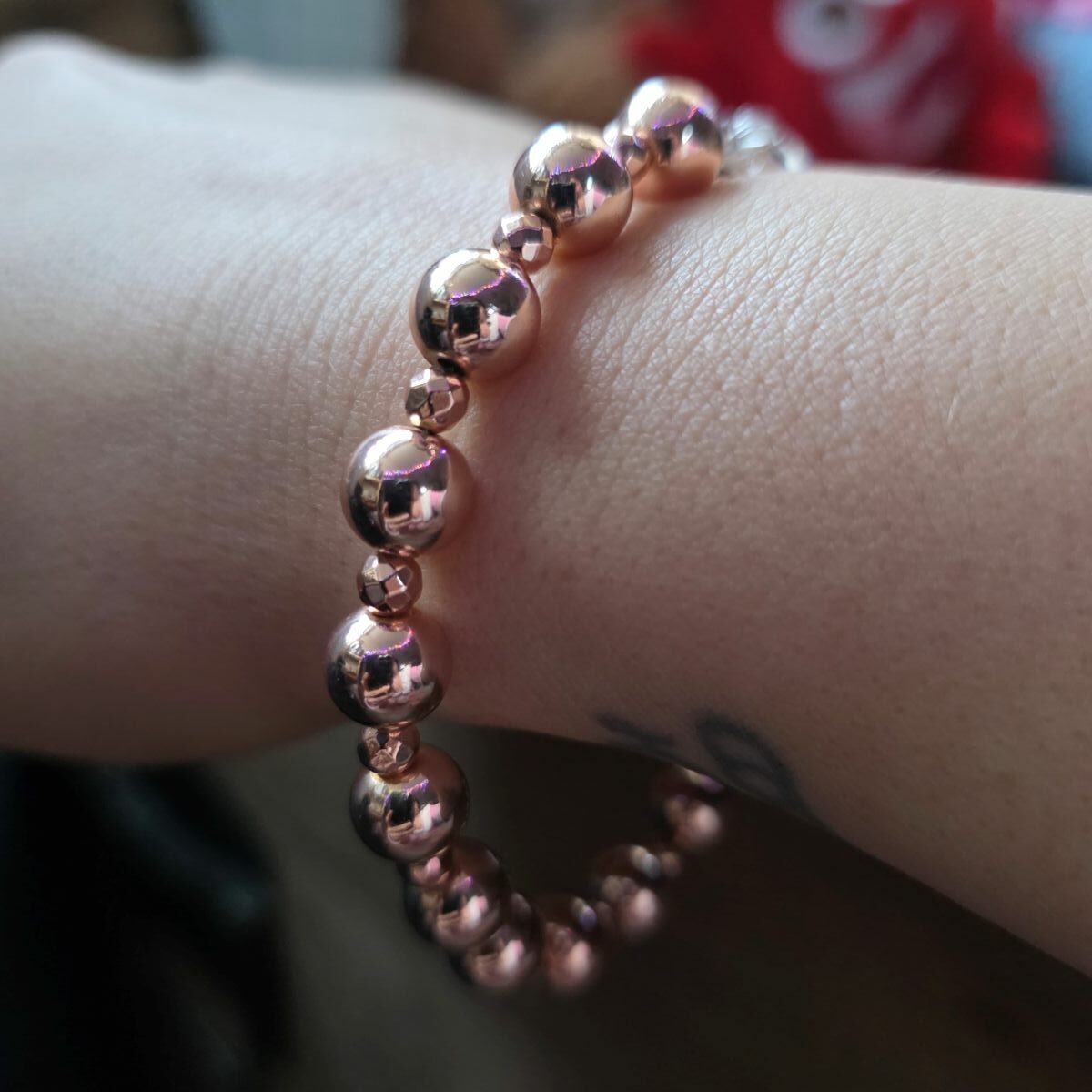 Rosy Posy Statement Rose Gold Hematine Bracelet in Sterling Silver - Image 2