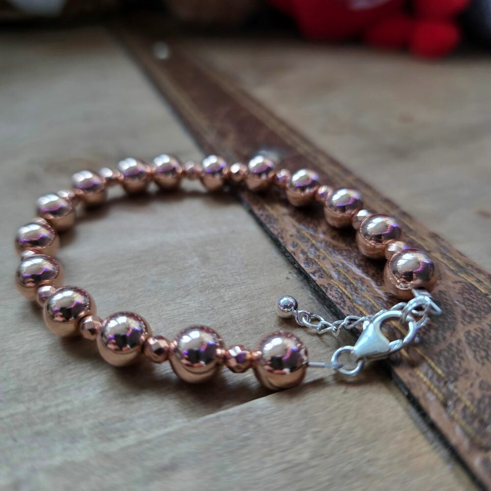 Rosy Posy Statement Rose Gold Hematine Bracelet in Sterling Silver - Image 4