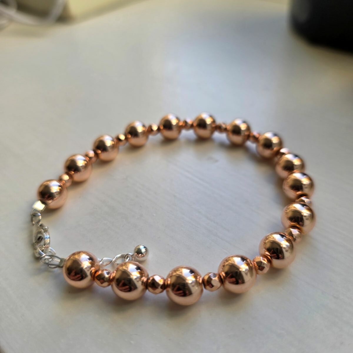 Rosy Posy Statement Rose Gold Hematine Bracelet in Sterling Silver - Image 5