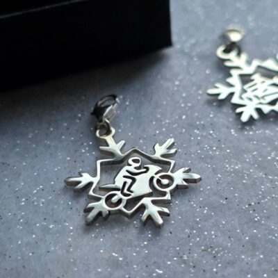Snowflake Motorsports Motorbike Charm in Sterling Silver