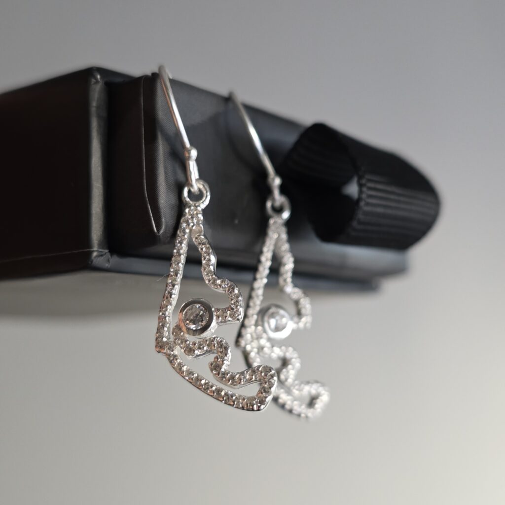 Stone Set Sparkling Yas Marina Sterling Silver Drop Earrings